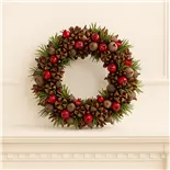 Coronita Craciun Holly, decorata cu elemente naturale, diametru 25cm