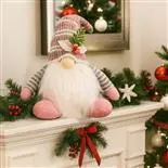 Decoratiune de Craciun Holly, spiridus/gnom Happy, 29*19*10 cm, roz