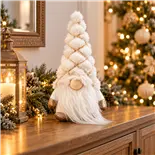 Decoratiune de Craciun Holly, spiridus/gnom cu caciula alba, 14*11*26 cm, alb