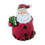 Figurina Mos Craciunm cu cadou Holly, polirasina, rosu, 7 x 5.8 x 8.5 cm