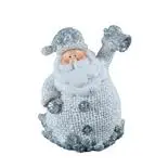 Figurina Mos Craciun cu clopotel Holly, polirasina, argintiu, 7 x 5.8 x 8.5 cm
