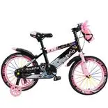 Bicicleta copii 5-7 ani cu roti ajutatoare si bidon pentru apa in suport Genesis, 16 inch, roz