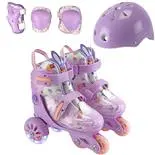 Set role Action One Incepatori,S(31-34),roti luminoase,cu casca,protectii,geanta de transport,purple