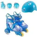 Set role Action One Incepatori,S (31-34),roti luminoase,cu casca,protectii,geanta de transport, blue