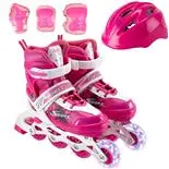 Set role Action One Power Sport, S (31-34) cu casca, protectii, geanta transport,roti luminoase, roz