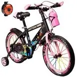 Bicicleta copii 5-7 ani cu far spate inclus, roti ajutatoare si bidon Genesis II, 16 inch, roz