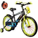 Bicicleta copii 5-7 ani cu far spate inclus, roti ajutatoare si bidon Genesis II, 16 inch,verde neon