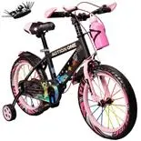Bicicleta copii 3-5 ani cu set de chei inclus, roti ajutatoare si bidon Kiddo II, 12 inch,roz