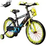 Bicicleta copii 4-6 ani cu kit de chei inclus, roti ajutatoare si bidon Cameleon, 14 inch,verde neon